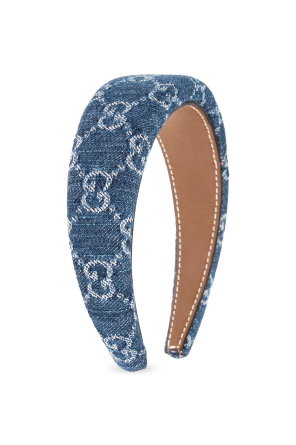 GUCCI ヘアバンド ブラウン ストーン装飾 GG canvas hairband with crystals in camel and dark brown